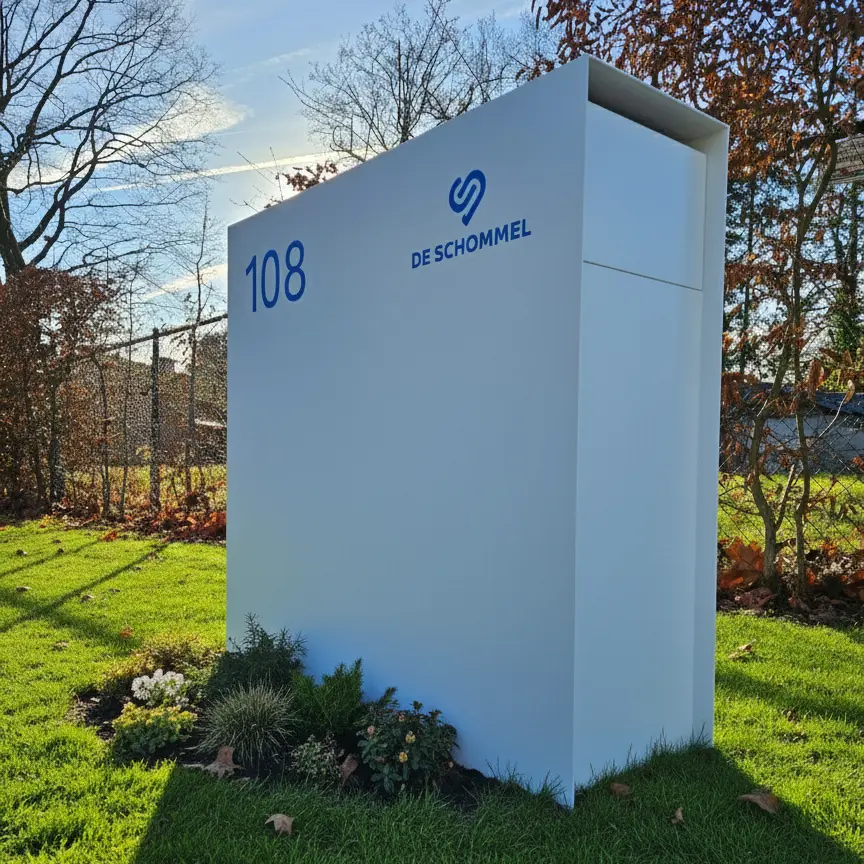 Brievenbus Straight groot pakvakluik (1000, 1, Structuur, Uitgelaserde huisnummer, Deur op linkerzijde)